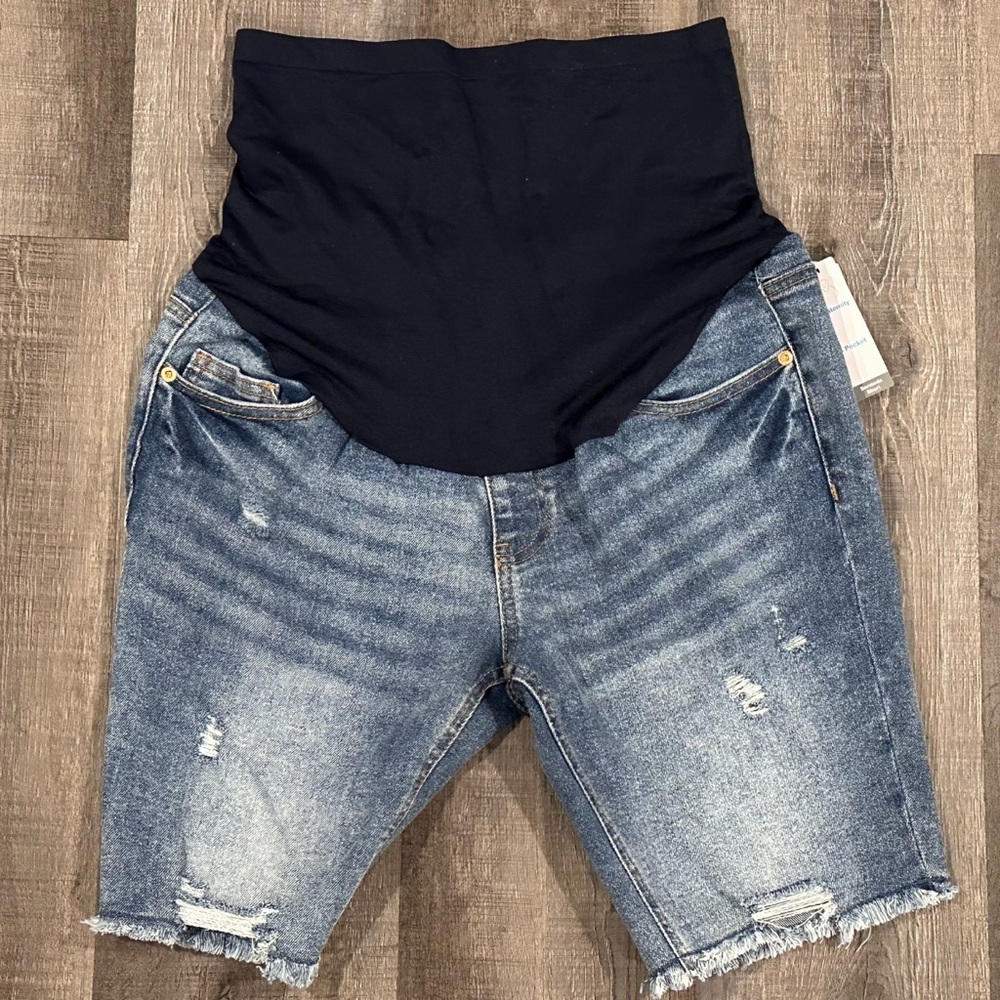 💞 New Small (4-6) Maternity 5-Pocket Denim Jean Shorts
